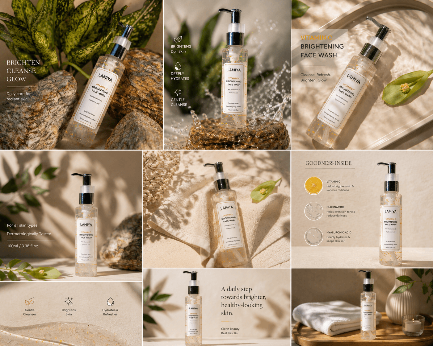 Lamiya Vitamin C Brightening Face Wash with Niacinamide & Hyaluronic Acid - 100ml — view 2