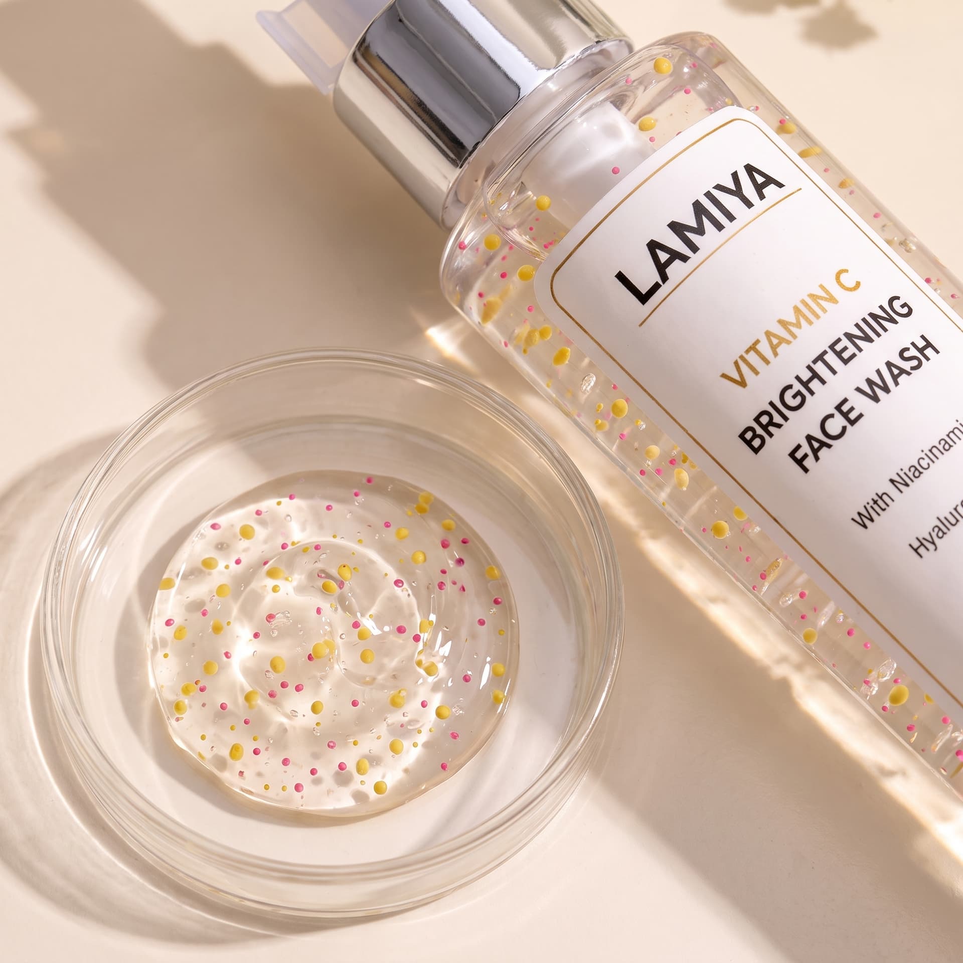 Lamiya face wash with Vitamin C beads, Niacinamide and Hyaluronic Acid