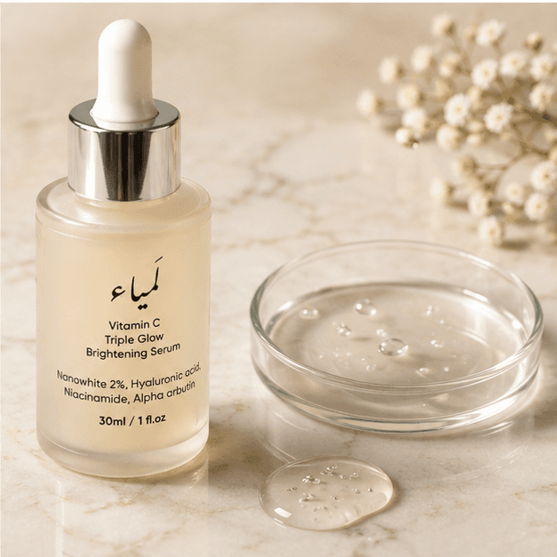 Lamiya Triple Glow serum texture on skin